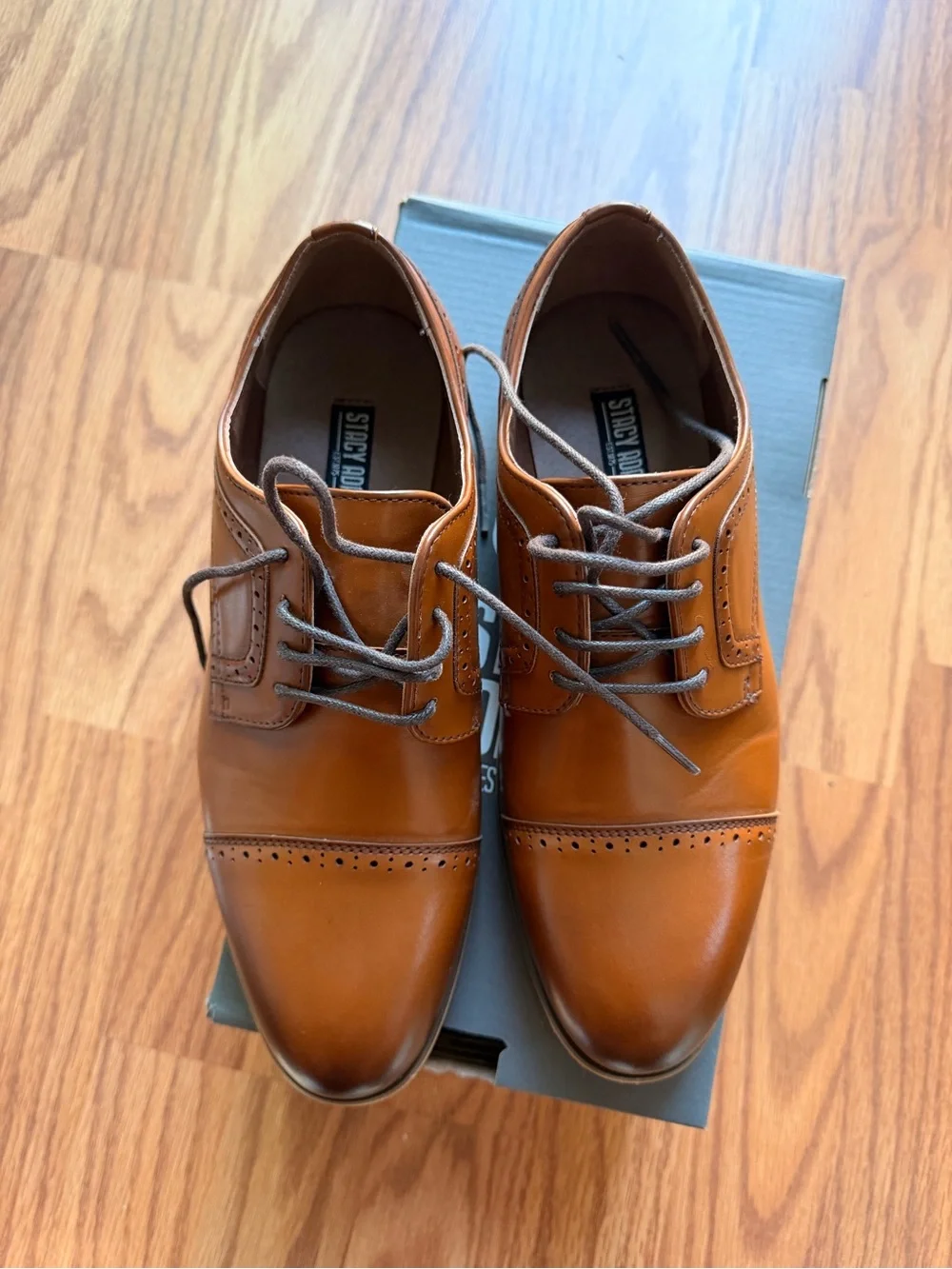 Stacy Adams Tan Leather Cap-Toe Derby Shoes